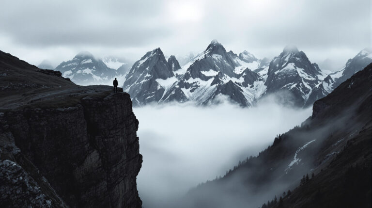 Montagne Brume Silhouette