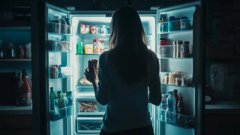 Ces 5 aliments font vieillir votre peau plus vite, évitez-les Femme qui prends aliments dans le frigo