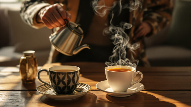 tasse_the_fumant_table_feuilles_boisson_calme
